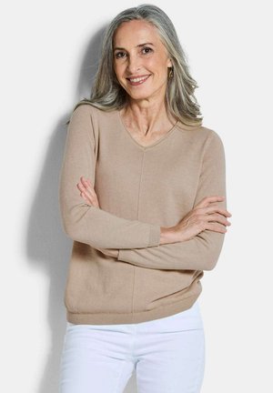 PULLOVER MIT V-AUSSCHNITT COTTAMIRA - Pullover - beige