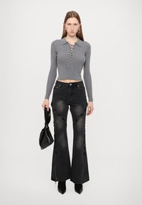 Feng Chen Wang LACE UP HENLEY - Pullover - gray