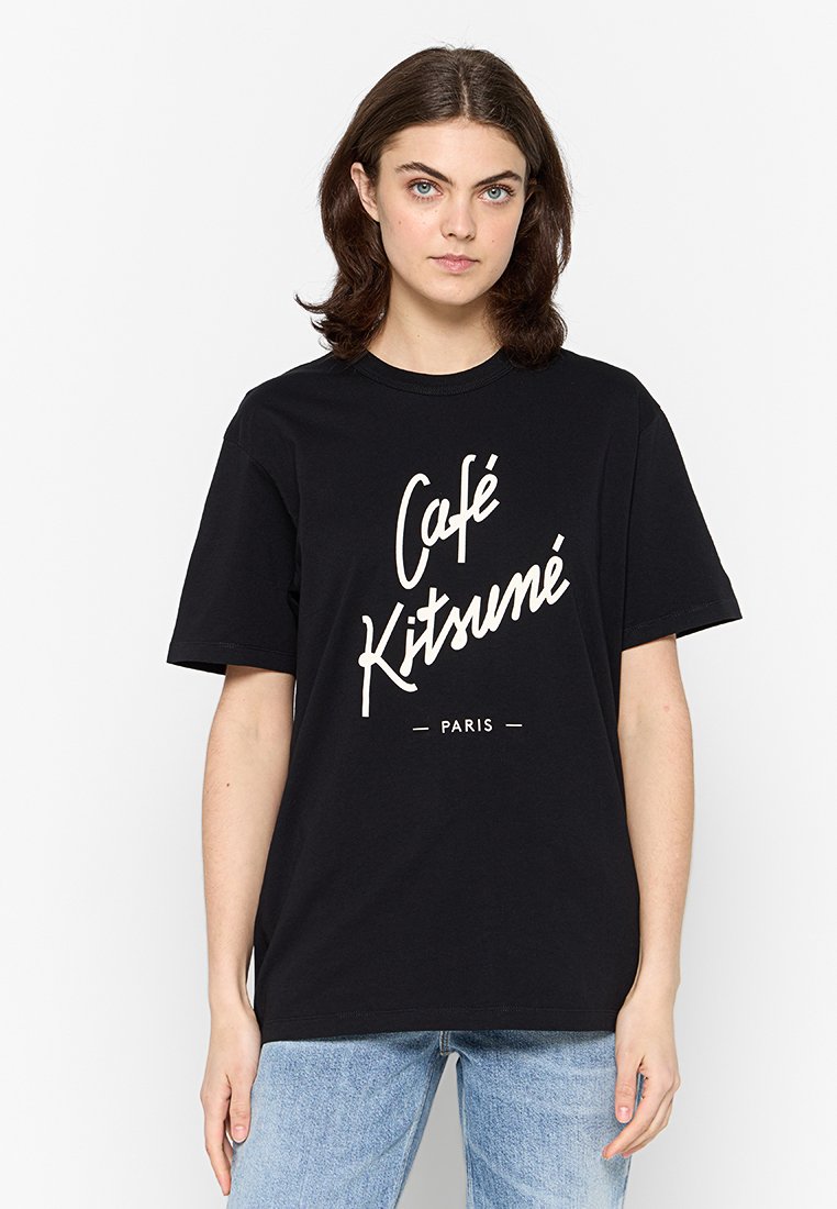 Café Kitsuné T-shirt print zwart