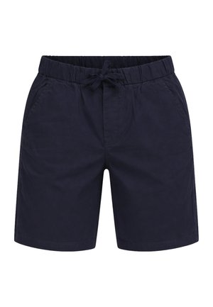 Pantaloncini casual blu navy con vita elasticizzata e coulisse, dotati di tasche laterali e vestibilità comoda.