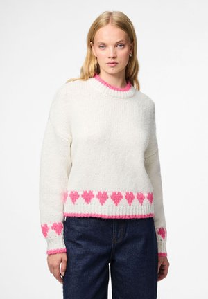 Pieces PCJOVE LS O-NECK  BC - Striktrøje - cloud dancer/sugar plum