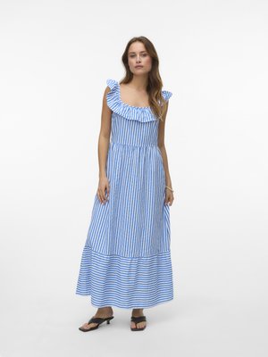 Vero Moda VMJARLOTTE RUFFLE ANCLE DRESS - Dolga obleka - regatta/white