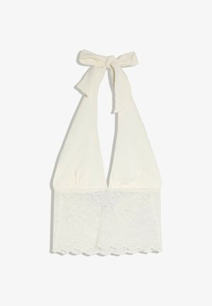 Bershka, LACE ASYMMETRIC TOP - Blouse - white