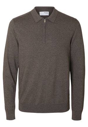 Selected, SLHBERG HALF ZIP - Trui - morel