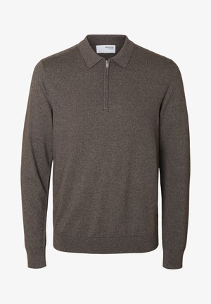 Selected, SLHBERG HALF ZIP - Trui - morel
