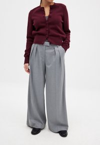 WIDE LEG MID WAIST - Auduma bikses - light grey