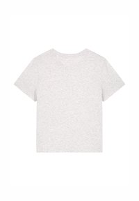 Graues Baumwoll-T-Shirt mit kurzen Ärmeln, Rundhalsausschnitt und einem schlichten, einfarbigen Design. Weicher, leicht strukturierter Stoff. Rückansicht gezeigt.