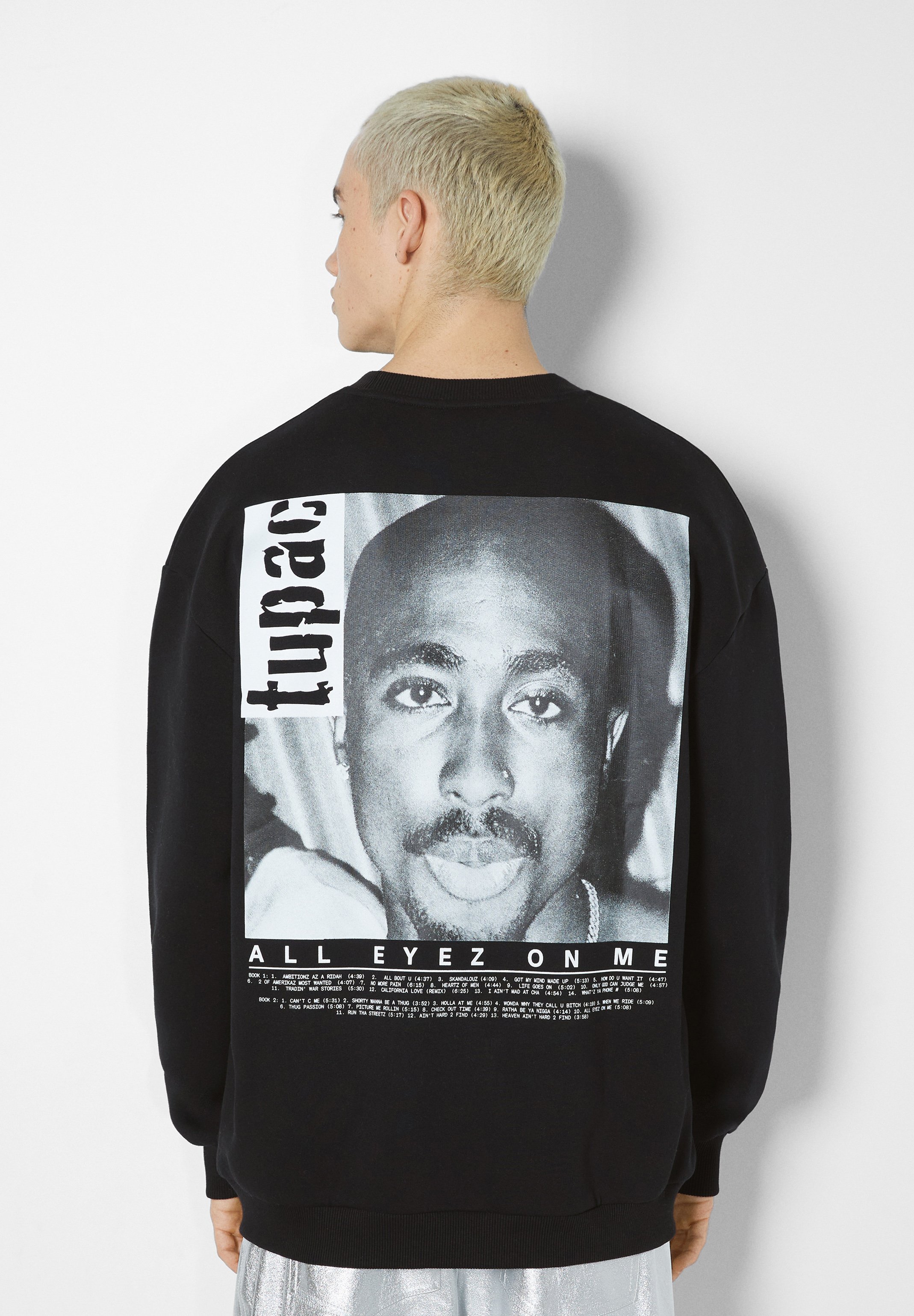 Bershka TUPAC ROUND NECK - Sweater - black/zwart - Zalando.nl
