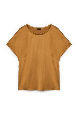 Fiorella Rubino, TOP CON DETTAGLI SFRANGIATI - Basic T-shirt - marrone