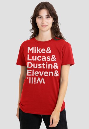 STRANGER THINGS MIKE DUSTIN ELEVEN WILL NAMES - Print T-shirt - red