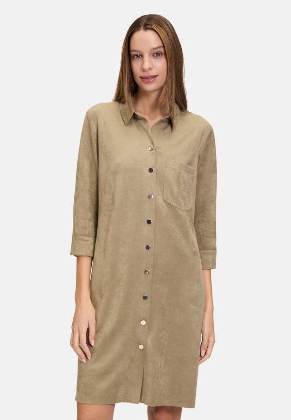 MIT KNOPFLEISTE - Blusenkleid - soft olive