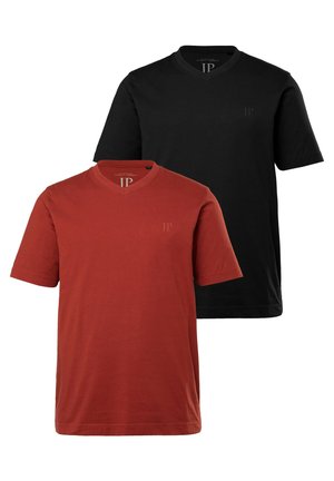 T-SHIRT 2ER PACK V-AUSSCHNIT HALBARM  - T-Shirt basic - brick red