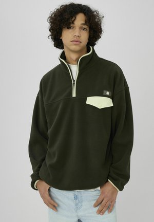 COL MONTANT ZIPPÉ - Sweat polaire - kaki foncé