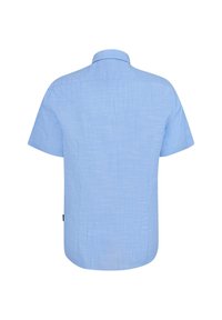 Kurzarmhemd in Hellblau, aus einem strukturierten Stoff gefertigt. Verfügt über einen klassischen Kragen und ein gerades Schnittdesign ohne sichtbare Details.