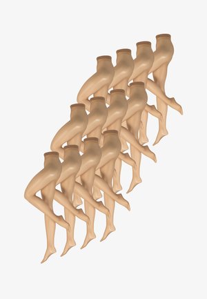 Beiger nahtloser Body mit dünnen Trägern, glatter Textur und figurbetontem Design, das die natürliche Körperform betont.