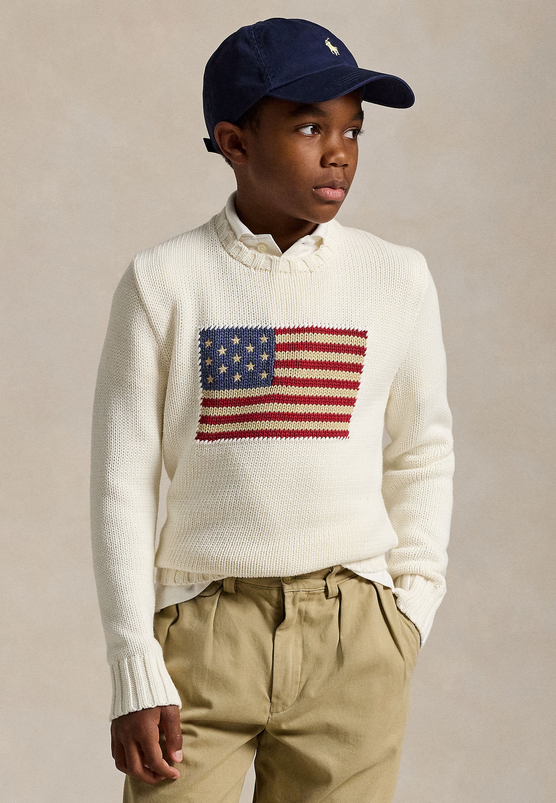 Polo Ralph Lauren THE ICONIC FLAG SWEATER 7-14Y - Pulover - nevis
