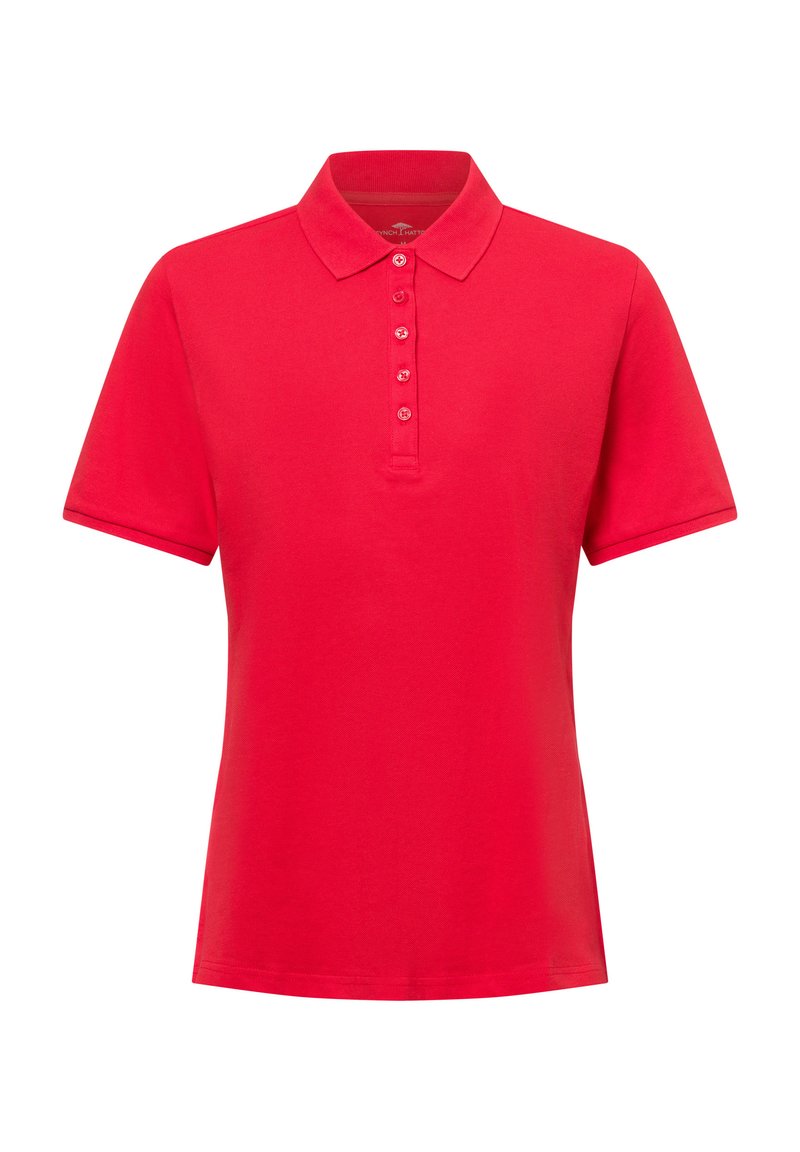 Rode polo shirt met een vlakke kraag, korte mouwen en een vijfknops sluiting. Gemaakt van soepele, lichtgewicht stof voor comfort.