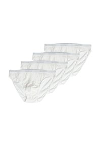 Set di slip in cotone bianco, caratterizzati da una texture morbida, una vita elastica con il marchio "SLOGGI" e un taglio classico con cuciture laterali sottili.
