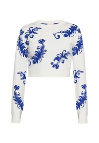 Striktrøje - wollweiss blau