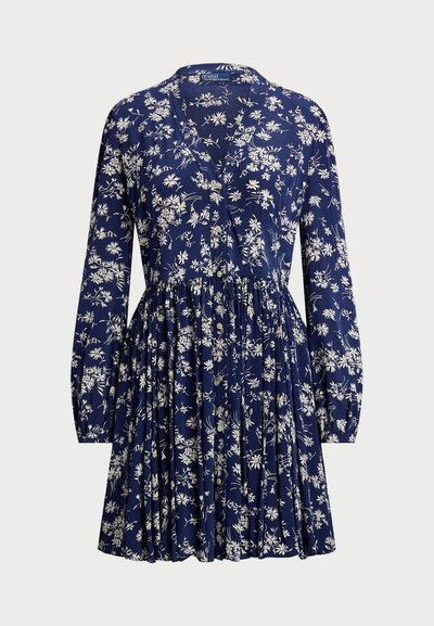 Polo Ralph Lauren FLORAL BUTTONED CREPE DRESS - Φόρεμα ημέρας - navy/cream
