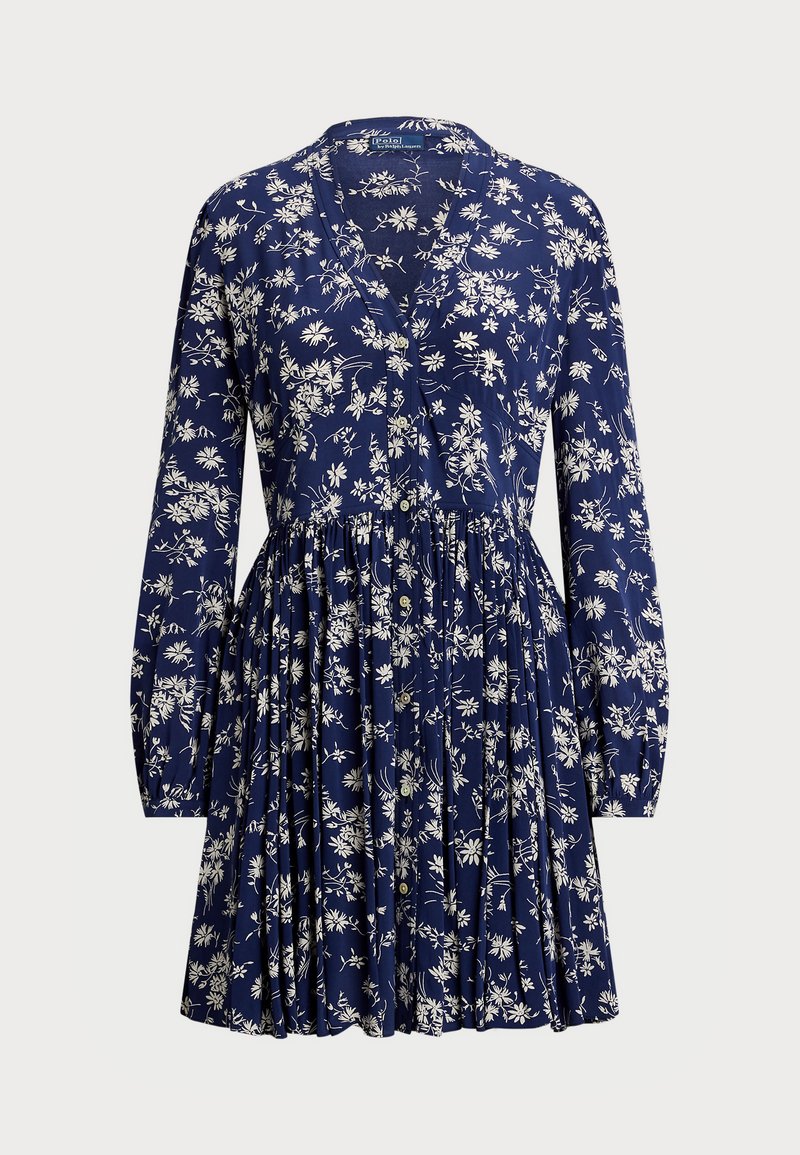 Polo Ralph Lauren FLORAL BUTTONED CREPE DRESS - Nappali ruha - navy/cream