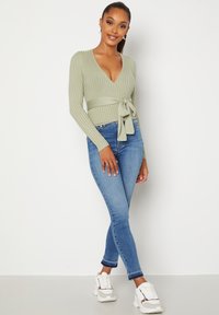 Bubbleroom KNITTED RIB WRAP TOP - Sweter