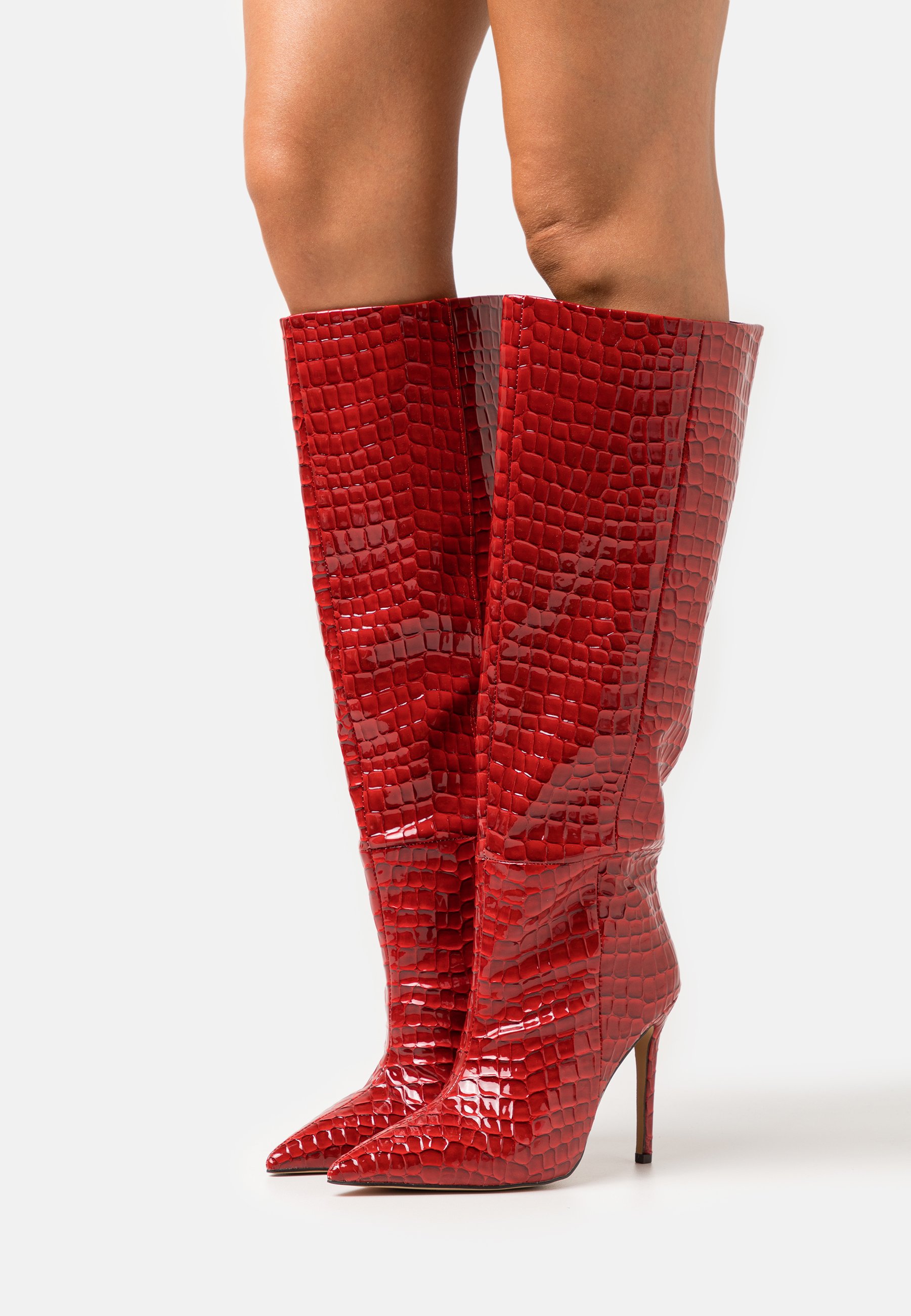 NA-KD CROC STILETTO BOOTS - Laarzen - red/rood - Zalando.be