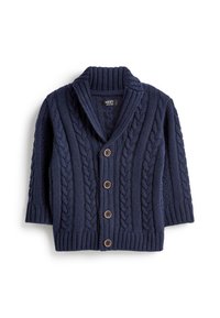 Next SHAWL COLLAR CABLE CARDIGAN - Kardigán - navy blue
