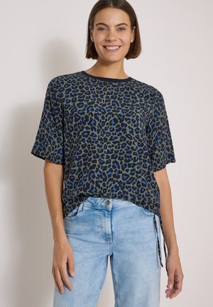 Cecil, SHORT-SLEEVED BLOUSE-STYLE TOP WITH LEOPARD PRINT - Blouse - dried olive green