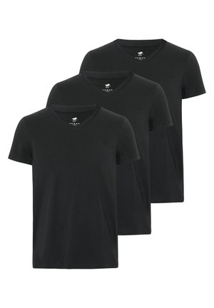 3ER-PACK AUSSCHNITT - T-Shirt basic - black beauty