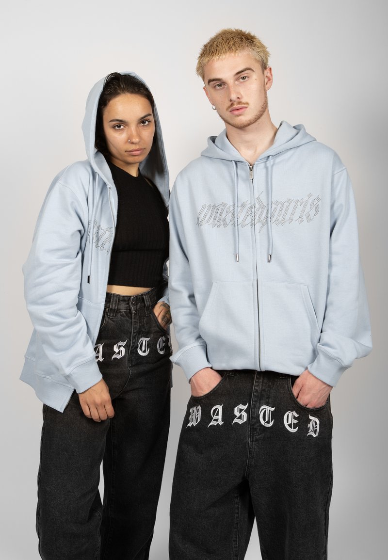 Wasteland-Washed Distressed Cropped Zip-Up Hoodie