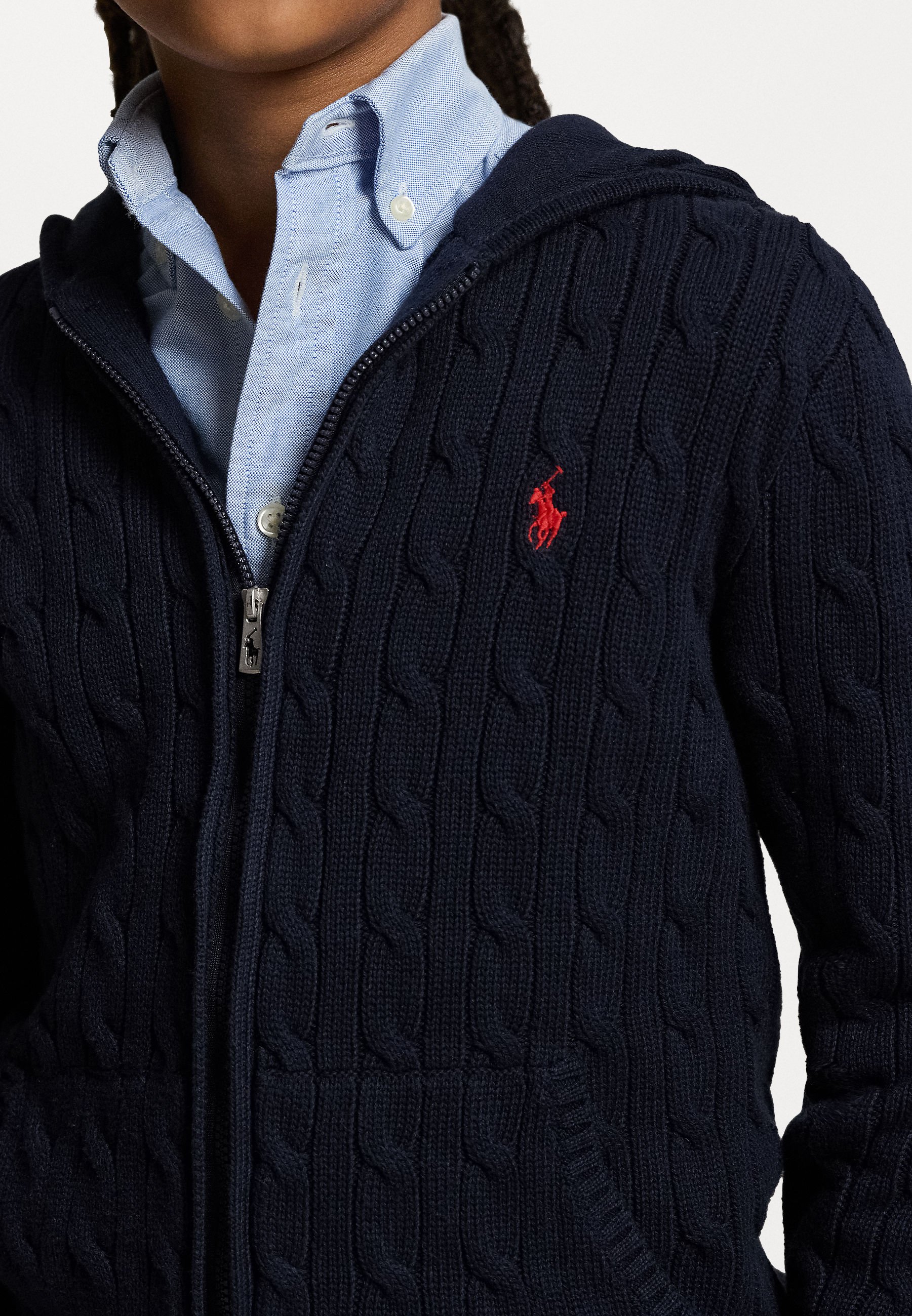 Polo Ralph Lauren HOOD SWEATER FULL ZIP - Cardigan - navy/negru