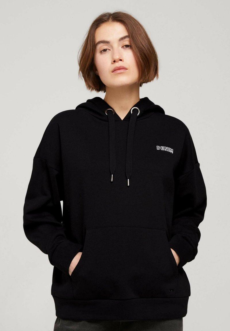 Damen Sweatshirts | TOM TAILOR DENIM STRICK & SWEATSHIRTS HOODIE MIT PRINT UND KAPUZE Kapuzenpullover deep black/schwarz - GA357 Damen Sweatshirts | TOM TAILOR DENIM STRICK & SWEATSHIRTS HOODIE MIT PRINT UND KAPUZE Kapuzenpullover deep black/schwarz - GA357