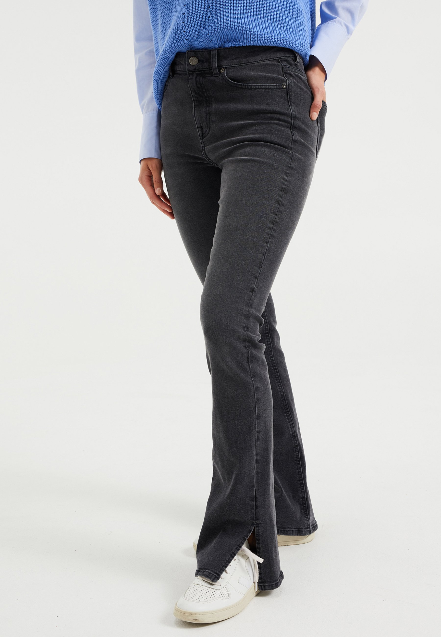 WE Fashion BLUE RIDGE - Flared Jeans - dark grey/donkergrijs - Zalando.nl
