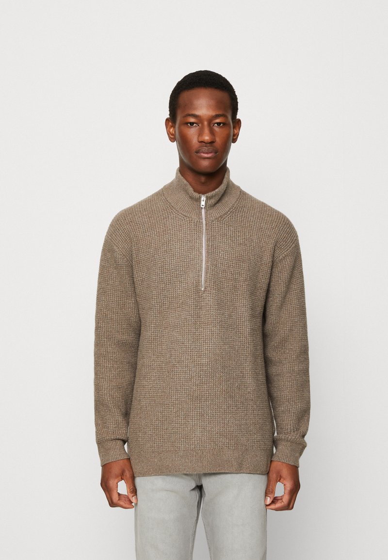 Abercrombie & Fitch HALF ZIP SWEATER Strickpullover brown/beige