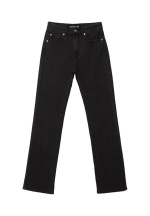 Schwarze Jeans aus Denim im geraden Schnitt, mit fünf Taschen und dezenten Kupferriegel-Akzenten. Hergestellt aus robustem Baumwollstoff.