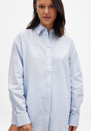 Blúzka so zapínaním na gombíky - blue stripe