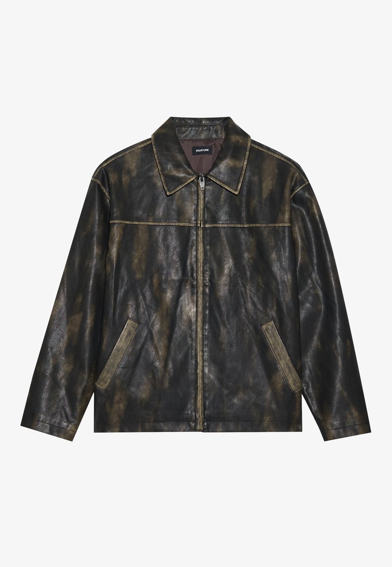 YOURTURN Imitatieleren jas donkergrijs YOURTURN Imitatieleren jas donkergrijs