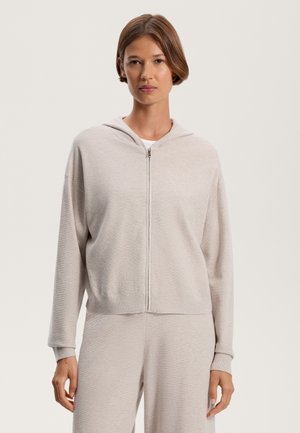 OYSHO HOODED PIQUÉ KNIT - Kevyt takki - sand