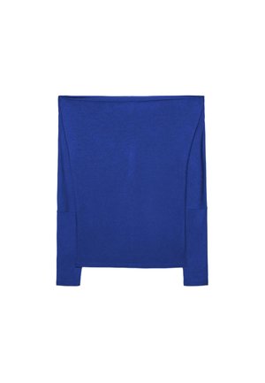 Top met lange mouwen in felblauw, gemaakt van zachte stof. Heeft een brede halslijn en een getailleerde pasvorm met zijnaden en manchetten.