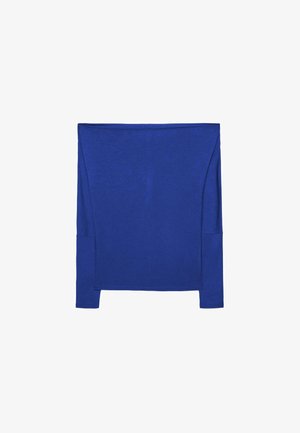 Langärmliges Oberteil in leuchtendem Blau aus weichem Stoff. Verfügt über einen weiten Ausschnitt und eine figurbetonte Silhouette mit Seitennähten und Bündchen.
