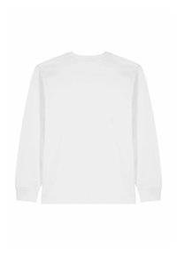 Witte lange mouw T-shirt gemaakt van zacht katoen. Heeft een ronde hals en een rechte snit. Geen grafische elementen of ontwerpen. Soepele textuur.