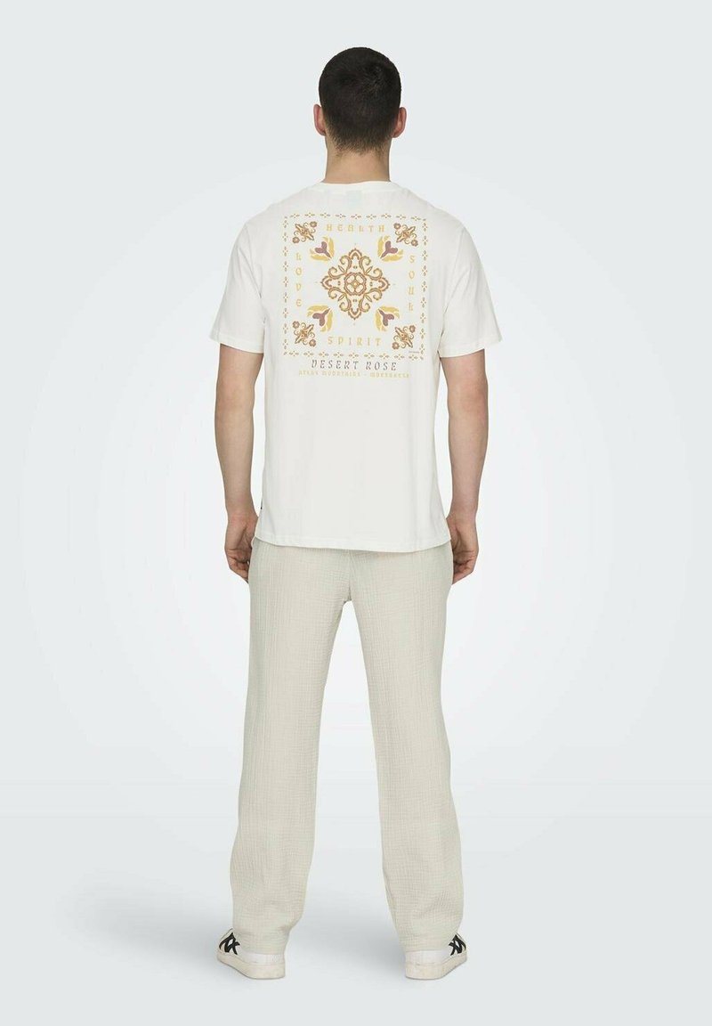 Only & Sons 2ER-SET RUNDHALS KURZARM - T-Shirt print - weiß beige