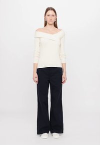 Lauren Ralph Lauren COTTON TWILL WIDE LEG PANT - Hlače - navy