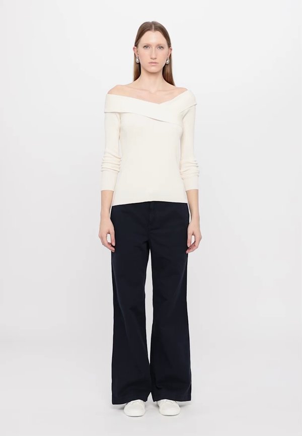 COTTON TWILL WIDE LEG PANT - Trousers3