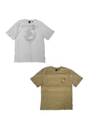 2ER PACK GESCHNITTEN RUNDHALS KURZARM - Print T-shirt - weiß braun