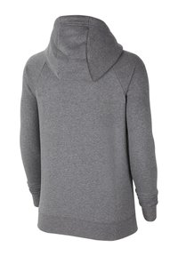 Sweat-shirt à capuche gris avec une texture douce, des manches ajustées et une poche kangourou. Dispose d'un design classique et d'une capuche cousue.