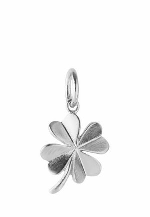 Silver four-leaf clover pendant with smooth, slightly curved leaves and a polished bail for attaching to a necklace or bracelet.