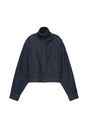 PULL&BEAR, POLKA DOT HIGH-NECK - DENIM JACKET - Veste en jean - dark blue