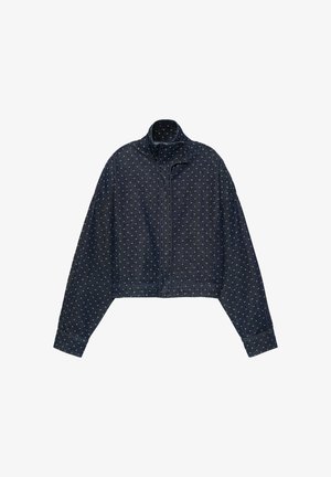 PULL&BEAR, POLKA DOT HIGH-NECK - DENIM JACKET - Veste en jean - dark blue
